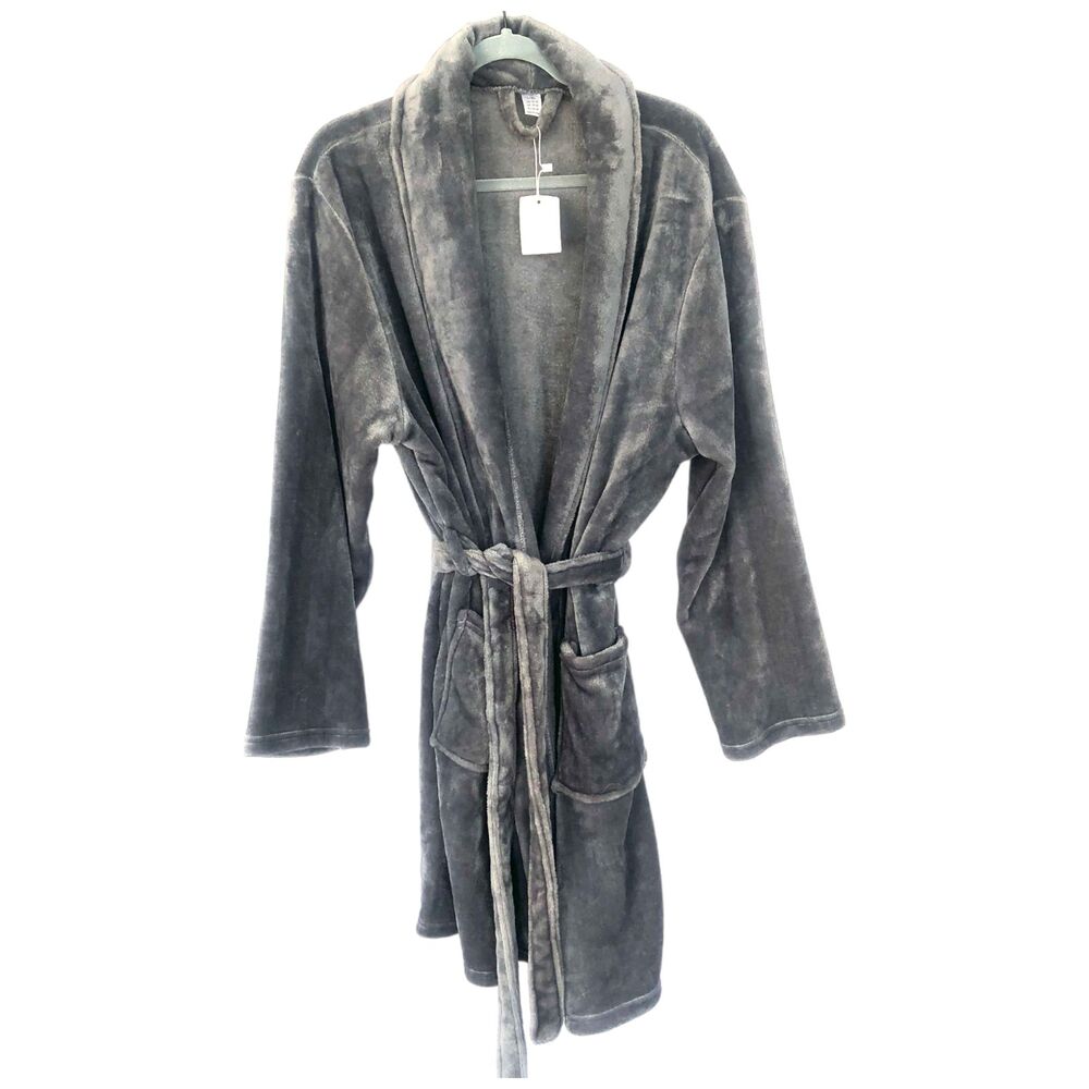 U2SKIIN Luxe‎ Fleece Gray Women's Plush Cargo Style Super Soft Bathrobe XL